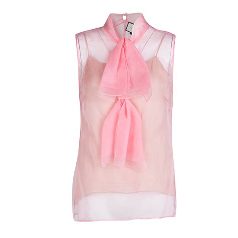 gucci pink linen sleeveless blouse